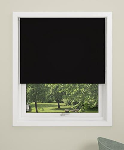 DEBEL Blackout Roller Blind, Uni, Polyester, Black, 140 x 210 cm