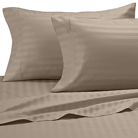 Lofty Sheets Queen,Taupe Stripe Sheet Set in 600 Thread Count-100% Egyptian Cotton