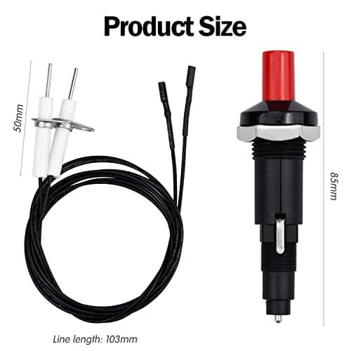 Excefore Piezoelectric Igniter, 30cm Long Propane Push Button Piezo Igniter Kit, 1 out 1 Button Piezo Spark Igniter for Fireplace BBQ Stove Gas