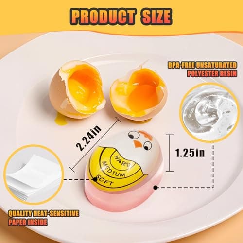 FOREV Egg Timer for Hard Boiled Eggs Soft Boiled Color Changing Indicator Tells When Eggs are Ready, Yellow 2pcs