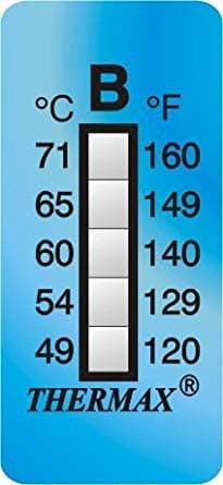 Thermax Temperature Indicating Label Strips, 5 Level, 49 Deg C to 71Deg C