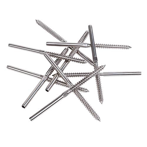 Blika 10Pack Lag Screw Swage Stud Fitting Terminal Thread for 1/8" Cable Railing Stainless Steel T316 Marine Grade