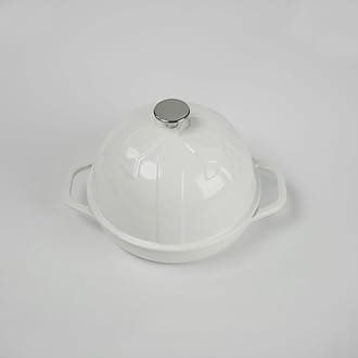 HAWOK Cast Iron Bread Oven with Cloche Lid, Dia. 7.8inch/20cm, 0.95qt, Sourdough Baking Pan Enameled White