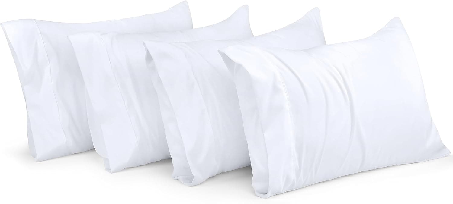Utopia Bedding Pillowcases - 4 Pack - Soft Brushed Microfiber Fabric- Wrinkle, Shrinkage and Fade Resistant Pillow Covers (Queen, White)