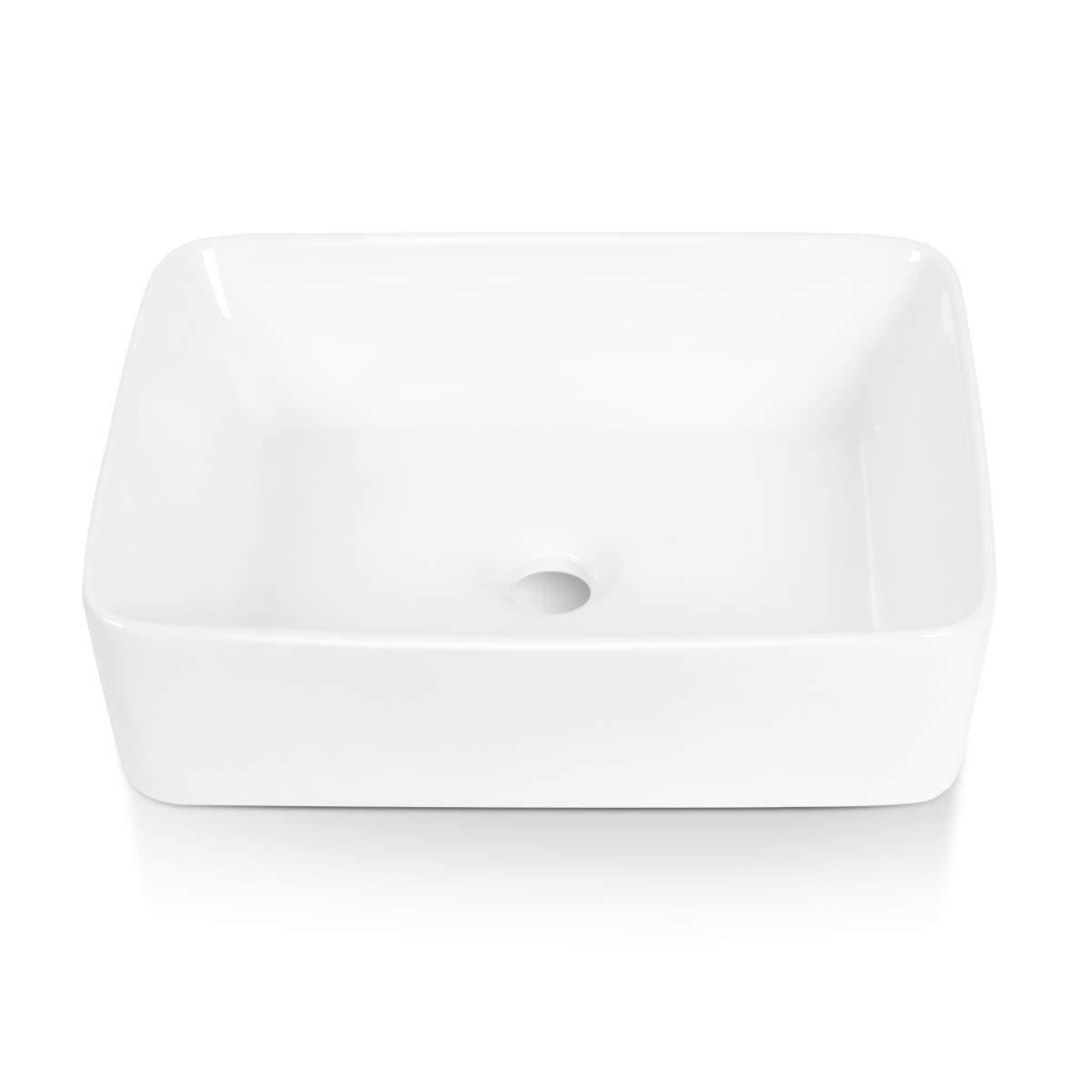 Sinber 19" x 15"White Rectangular Ceramic Countertop Bathroom Vanity Vessel Sink