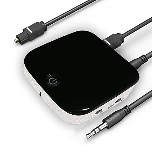 Bluetooth 4.1 Transmitter + Receiver, Digital Optical TOSLINK and 3.5mm Wireless Audio Adapter for TV Home and Car Stereo System, can Pair with Two Headphones/Speakers at Once | BTI-029