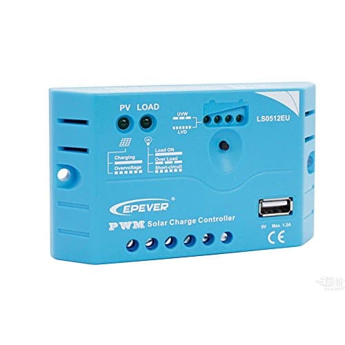 EPsolar LS0512EU PWM 5A w Solar Panel Regulator Controller 12V Auto Work LED Display for Off Grid Battery Charging, 5A12V+USB