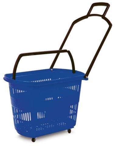 Shopping Basket Easy-Pull Rolling in Blue - 19 L x 12.25 W x 13.25 D Inches