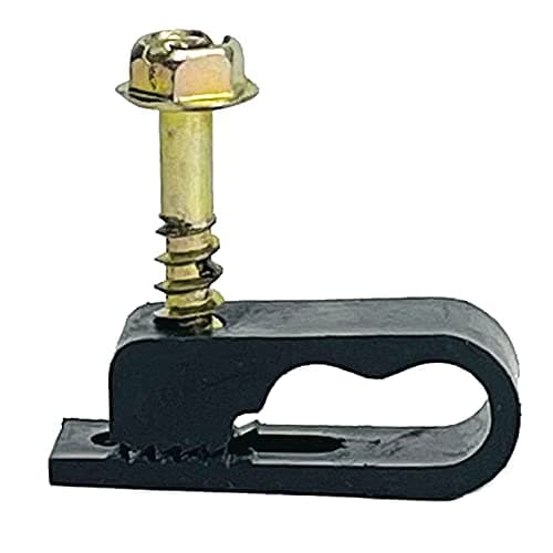 (TM) Flex Dual Coaxial Cable Clips, Cat6, Electrical Wire Cable Clip, 1/4 in (6 mm) Screw Clip and Fastener, Black (100 Pieces per Bag)