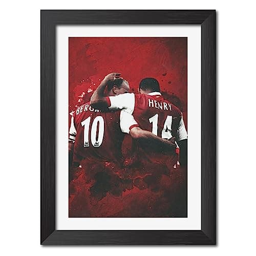 TenorArts Arsenal Legend Thierry Henry & Bergkamp Laminated Poster Framed Painting with Matt Finished Black Frames (12 inches x 9inches) (Henry Bergkamp)