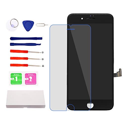 Screen Replacement for iPhone 7 Plus Black, LCD Display and Touch Screen Digitizer Replacement with Repair Tools and Screen Protector with A1661 A1784 A1785 All Version