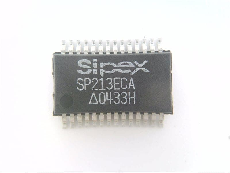 SP213ECA TRANSCEIVER IC; TRANSCEIVER TYPE:TRANSMITTER/RECEIVER; DATA RATE MAX:120KBPS; SUPPLY CURRENT:15MA; SUPPLY VOLTAGE MIN:4.5V; SUPPLY VOLTAGE MAX:5V; TER