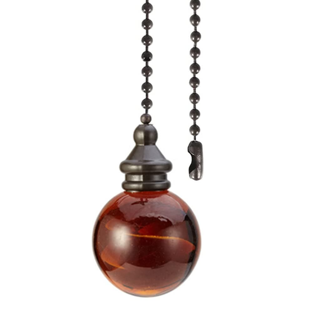 Amber Ball Pull Chain Extender - 12 inch Ceiling Fan Chain Connector