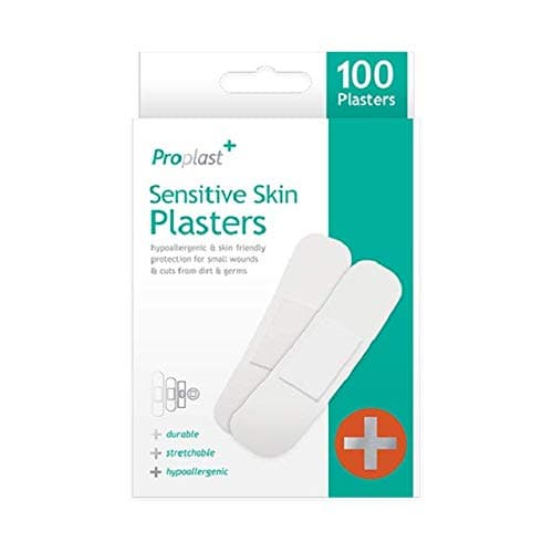 100 x Sensitive Hypoallergenic Durable Plasters 4 Assorted Sizes First Aid