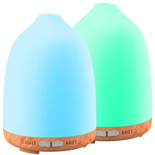 2PACK Essential Oil Diffuser, Ms Kelly 120ml Aromatherapy Diffuser With Auto Shut-off,Ultrasonic Cool Mist Humidifier, 7 Colorful LED Lights for Office, Bedroom, Spa, Yoga, Baby Room