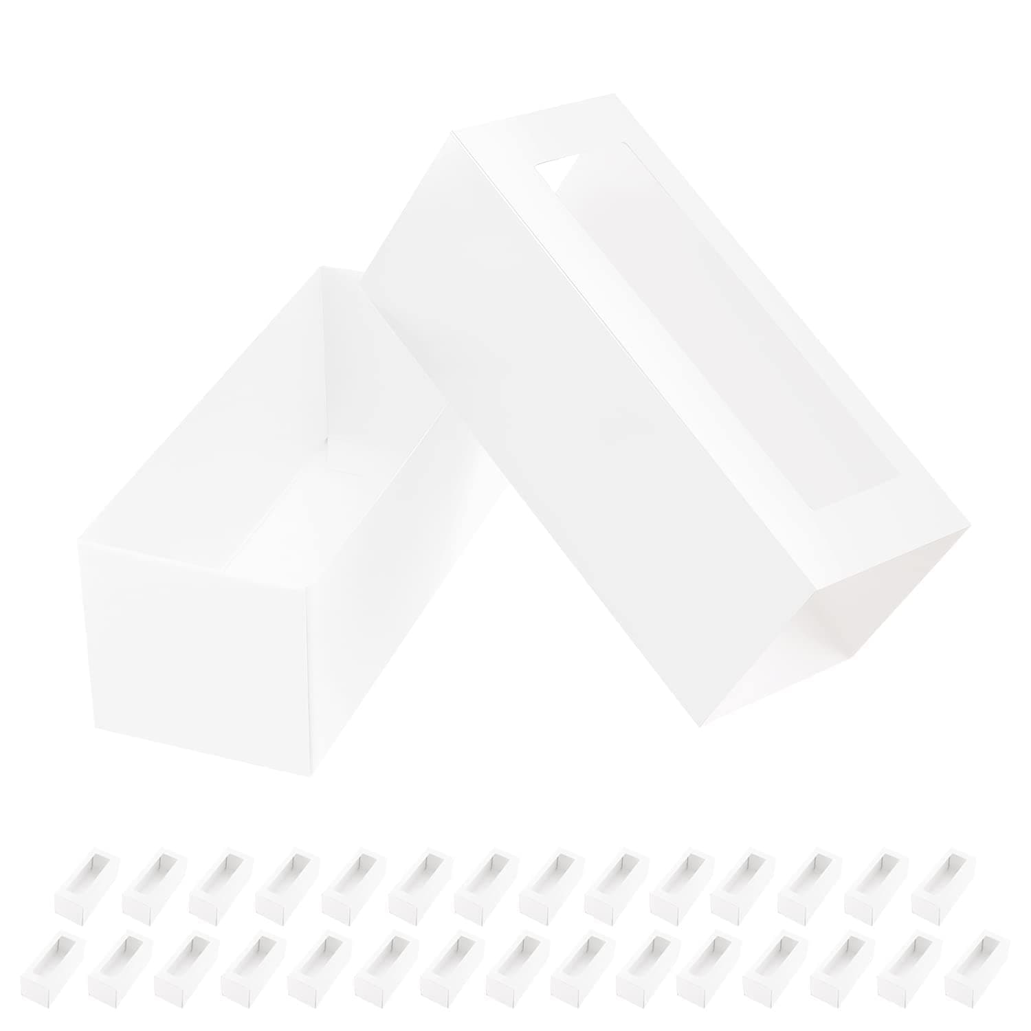 30 Macaron Boxes for 4 or 5 Macarons White Macaron Gift Boxes, Candy Boxes, Macarons Box with Clear Window (Interior Measurement 4.8" x 1.9" x 1.9" without Macaron inside)