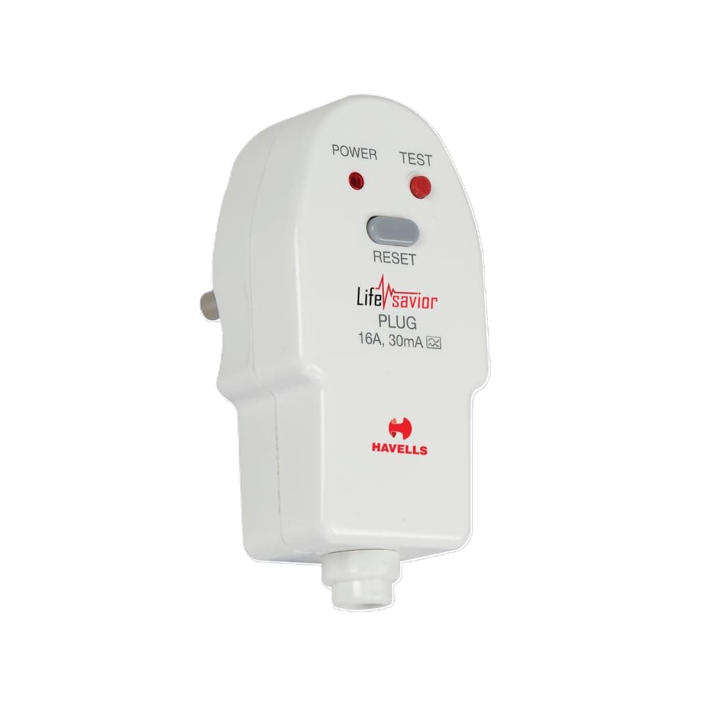Havells Plastic 16A 30mA PRCD Plug Top (White)