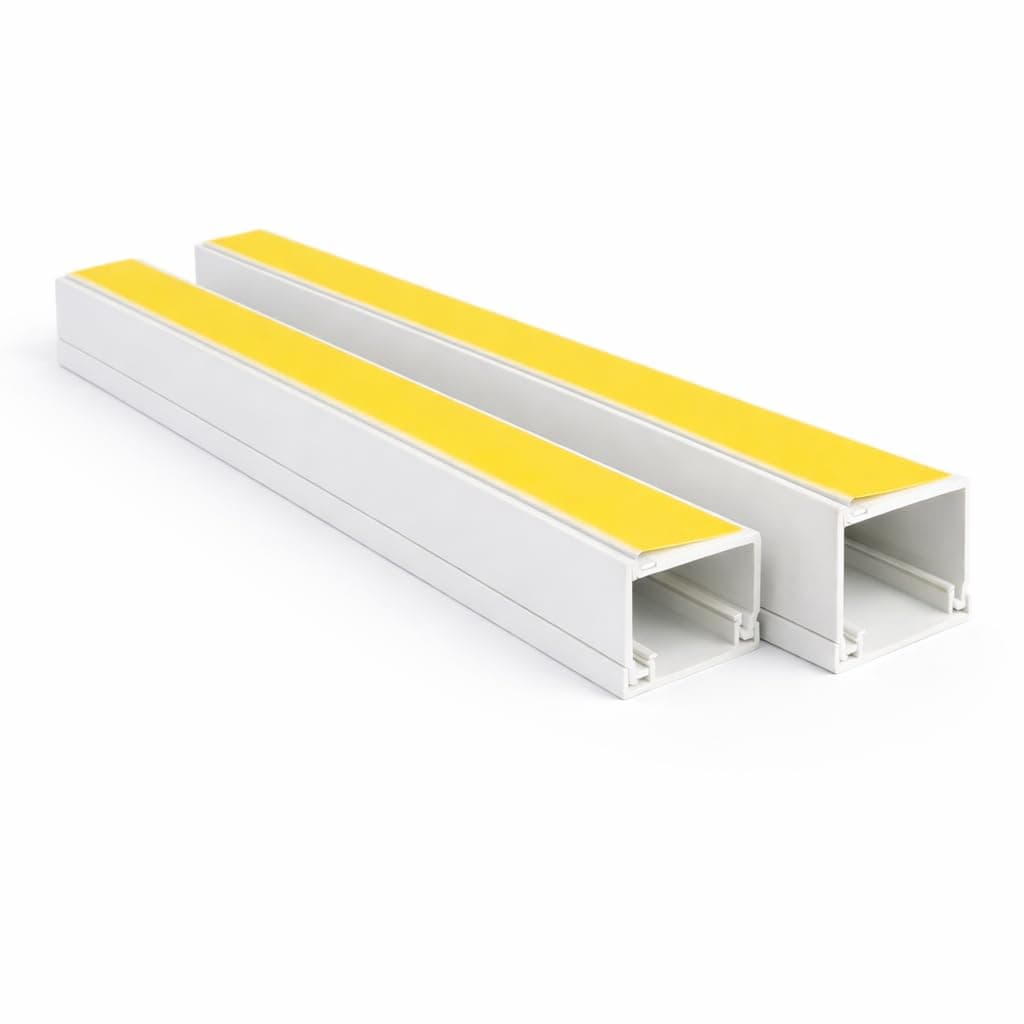 2 x 1m White Self Adhesive Cable Trunking (2m Pack) – PVC Cable Cover Raceway Kit for Wall & TV Wire Hiding, Cord Concealer Management Channel, 10x8mm