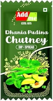 Add Me Dhania Pudina chutney 15gm Sachet chotu Pack green hari chatni for bhel pani puri 48 Sachet 720 Grams