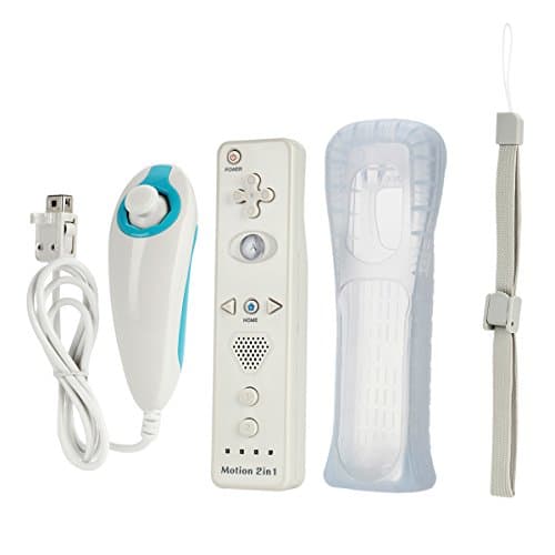 UltraGear Customized White Built in Motion Plus Remote Nunchuck Controller Case Wrist Strap for Nintendo Wii (Non Original)