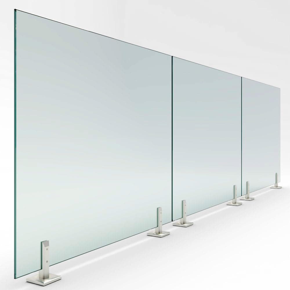 Frameless Glass Railing Panel - 1/2'' Clear Tempered Glass Railing System with 2 Posts - 36" High x 4 FT Long - Install Ready - Indoor and Outdoor Use - Smart Guard Easy Clean (Brushed Stainless)