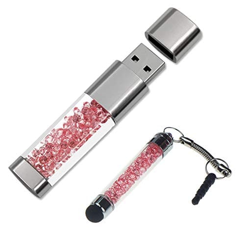 USB Flash Drives Cute 32GB Memory Stick USB 3.0, Marceloant Crystal Cute Stick Shape Flash Drive External Storage Flash Memory Pen Drive with Free Touch Pen (Sakura Pink-32G)