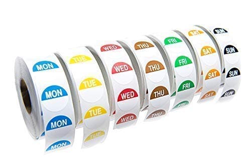 We Can Source It Ltd Food Label Day Dots Refills Roll of 1000 | Food Hygiene Day Labels, Food Rotation Labels Sold in Individual Handy Dispenser cartons (Mixed)