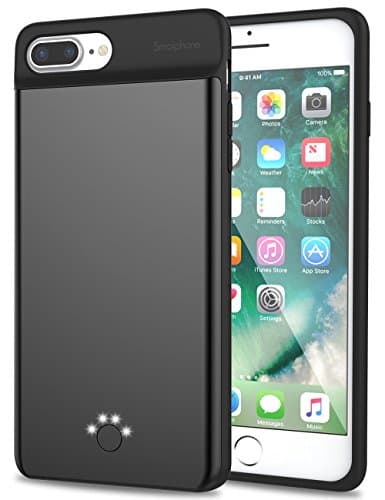 iPhone 7 Plus Battery Case,Smaiphone Ultra Thin Extended Rechargeable Case Battery for 7 Plus / 6Plus / 6s Plus (5.5 inch) with 4000mAh Capacity for Lightning Cable Charged (4000mAh-Black)