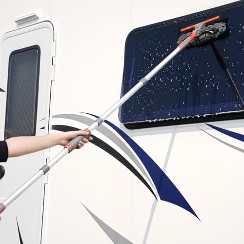 eazer 89‘’ Squeegee Window Cleaner 2 in 1 Rotatable Window Cleaning Tool Kit with Extension Pole, Window Washing Equipment with Bendable Head for Indoor/Outdoor Window and Car Glass