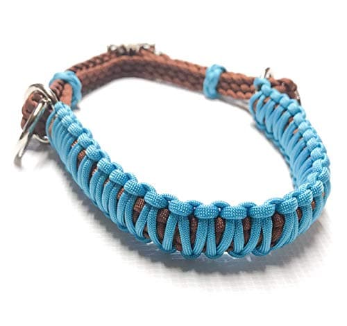 side pull hackamore with a whoa bitless bridle attachment horse tack neon turquoise and chocolate brown