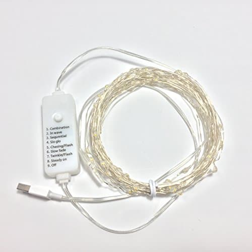 100Count Mini Leds Fairy Lights USB Led String Lights with 8 Function Controller and Timer for Indoor Bedroom Wedding Party Decorations 34Feet Silver Wire (Warm White)