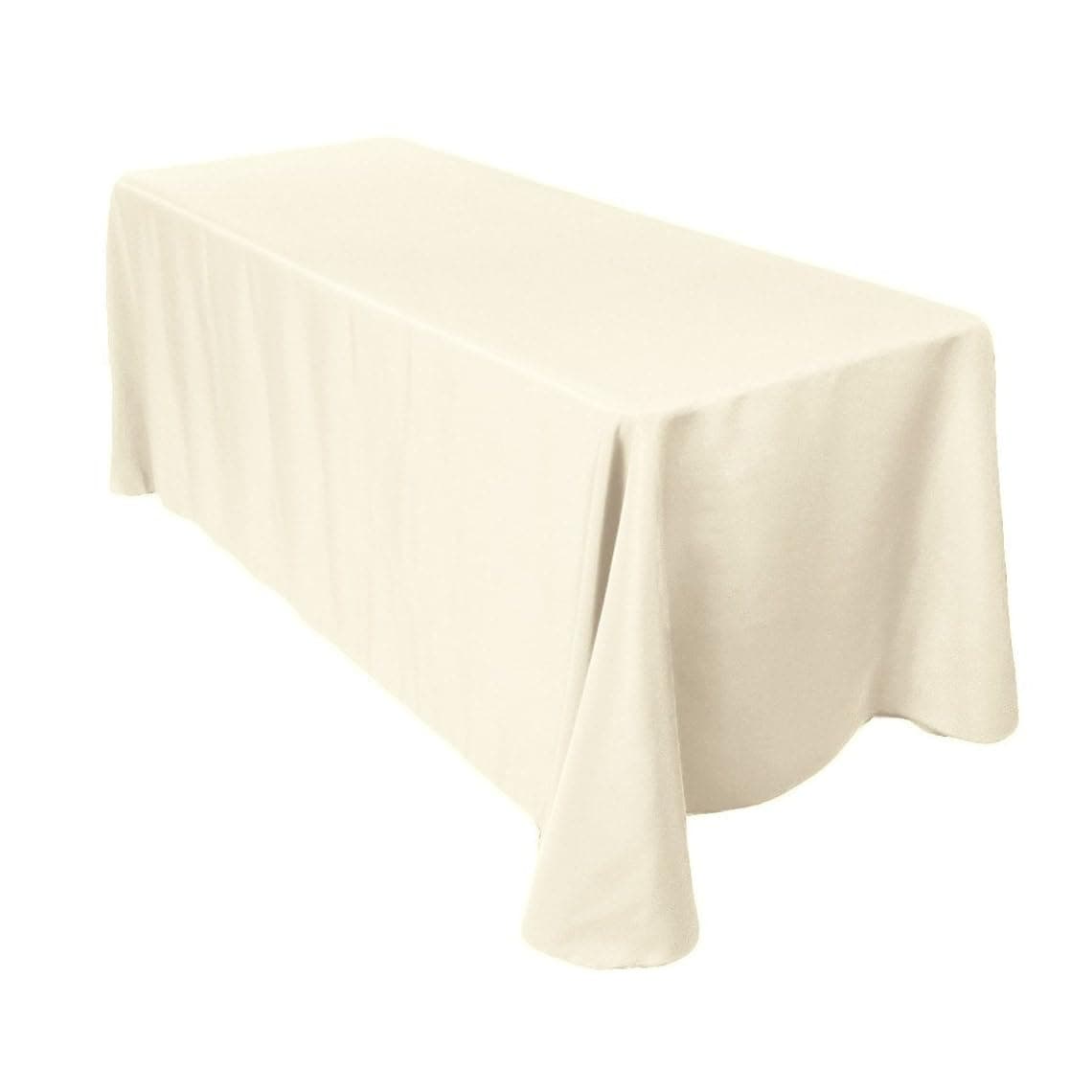 10-pcs 90" x 156" Inch Rectangular Polyester Cloth Fabric Linen Tablecloth - Wedding Reception Restaurant Banquet Party - Machine Washable - Ivory