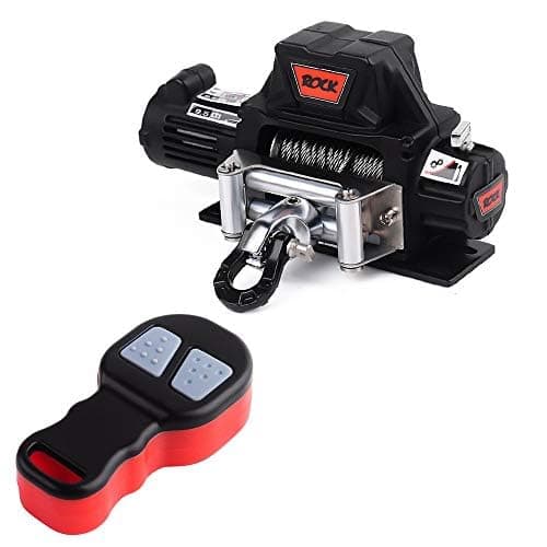 Metal Automatic Winch Wireless Remote Controller System for 1:10 RC Crawler Car Axial SCX10 90046 Traxxas TRX4 Redcat (Black)