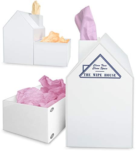 Multi Purpose Tissue Box Cover with Detachable Utility Bin. No More Used Tissues All Around & in Your Pockets. TV Snacking Acrylic White House Facial Tissue Holder with Lid. Paintable. 5-Year Warranty