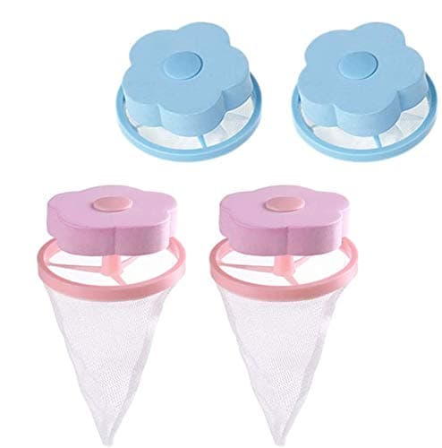 4 Pc Flower-Type Washing Machine Floating Lint Mesh Bag Hair Filter Net Pouch, Floating pet Fur Catcher，Floating Washing Machine Filter Washer Lint Trap