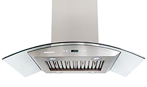 XtremeAir Wide, LED Lights, Both Side accessible Controls, W, 8.0mm Capony Temper Glass, PX01-I42 Island Mount Range Hood with Baffle Filters/Grease Drain Tunnel, 42", 2 Piece