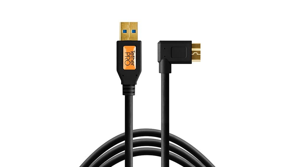 TetherPro USB 3.0 male to Micro-B Right Angle Cable 15 feet Black