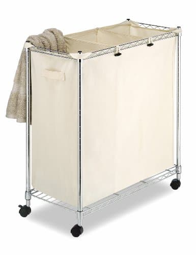 Whitmor 3 Section Rolling Supreme Laundry Sorter With Removable Canvas Bags