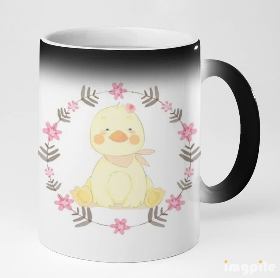325 ml Classic Designs Ceramic Printed Magic Coffee Mug | Duck and Flowers