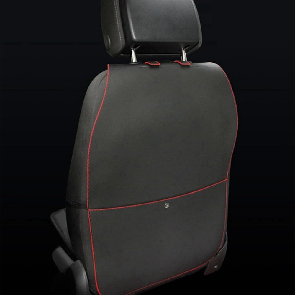 HCMAX 2 Pack Kick Mat Car Seat Back Protector Waterproof Easy to Clean Multifunctional Organizer Storage Bag Travel Accessory PU Leather Black-Red