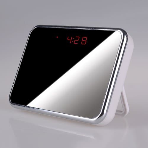 Flylink Best HD SPY Camera clock with Motion detection, Alarm, Design Mirror, Spy CAM , 1280x 960 pixel @ 30fps, 5 Mega pixel , Spy clock, Voice & Videos Recorder, Picture, Audio Sound , Room/Store Temperature, 140° Wide View Angle, MultiFunctional HIDDEN CAMERA Clock (White)