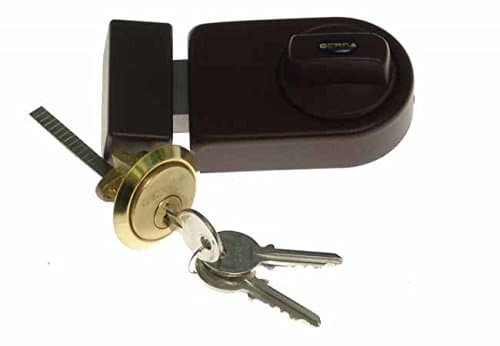 Gerda OUTER BOX LOCK 50 Additional Door Lock with Cylinder and Knob, Brown