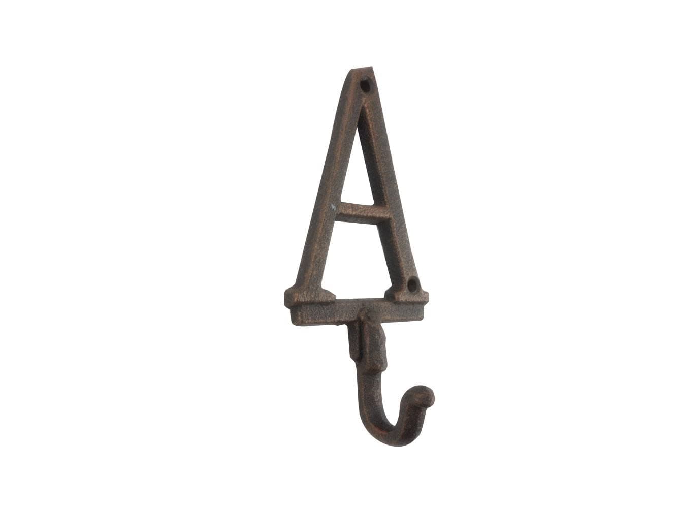 Rustic Copper Cast Iron Letter A Alphabet Wall Hook 6"