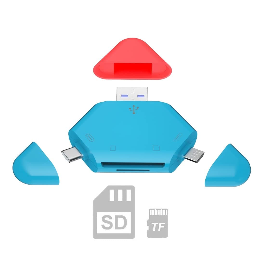 3in1 SD/TF Card Reader for USB-C,USB-A,Micro USB Devices,Portable Memory Card Reader,Camera SD Card Adapter for SD,SDXC,SDHC,MMC,RS-MMC,Micro SD,Micro SDXC,Micro SDHC,HS-I Cards