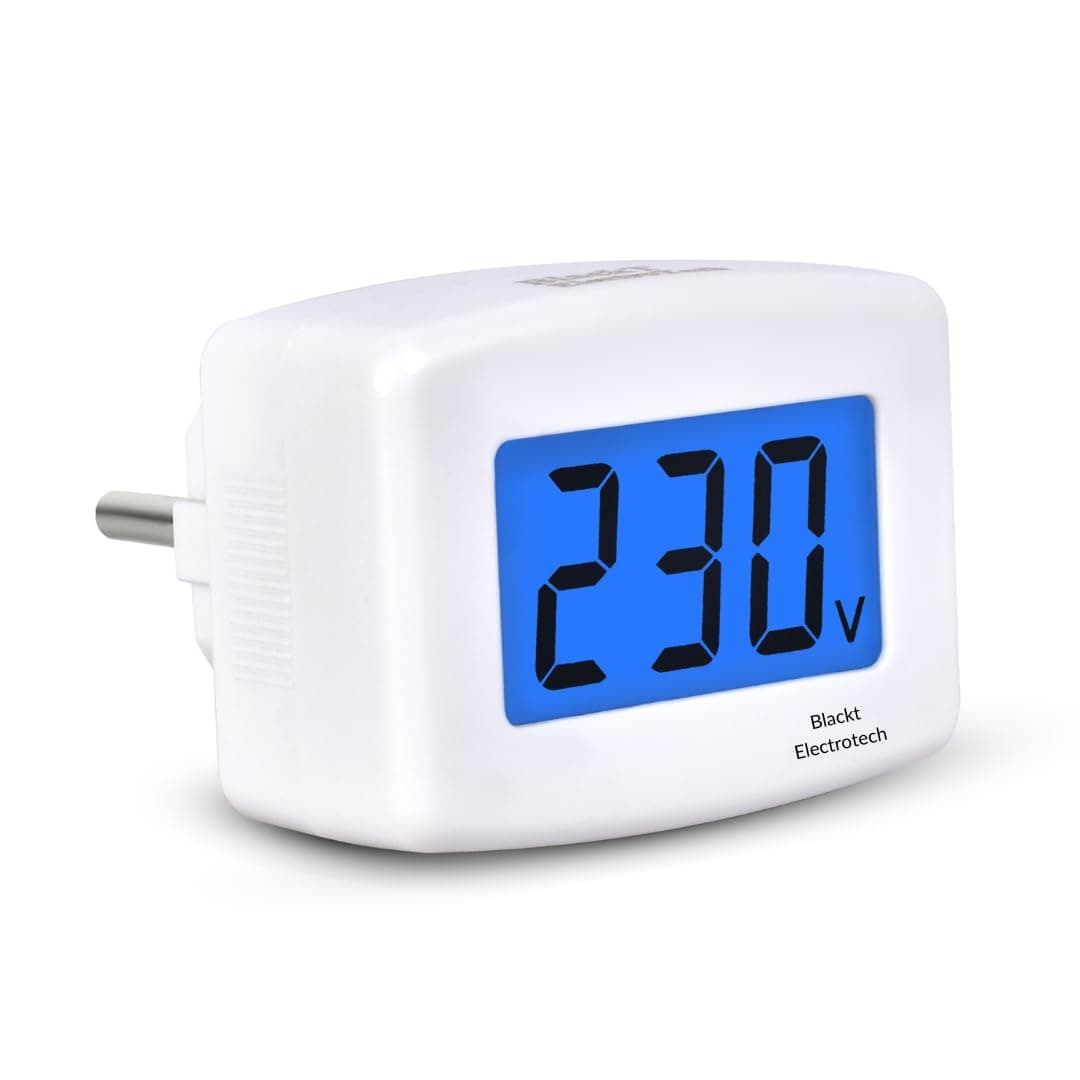 (BT71PLB) 230V Voltage Meter, Digital LCD Voltmeter, Easy Read Voltage Monitor For Household Plug (AC 80-300V) (1), White
