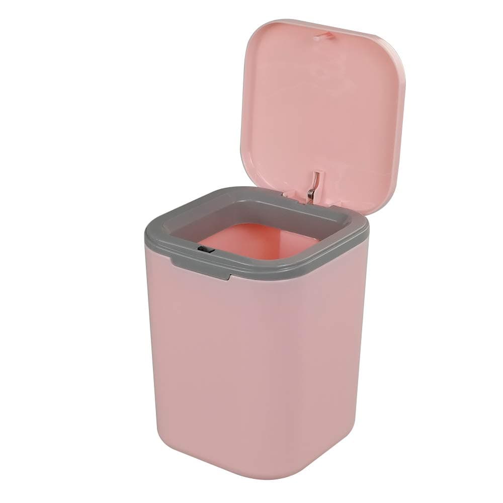 0.5 Gallon Tiny Countertop Trash Can, Mini Desktop Garbage Can with Push-Button, Pink