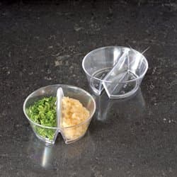 PETITE, WHITE, ROUND DEVIDER IN HALF, PLASTIC DUPLEX CONTAINER BOWLS 10/20