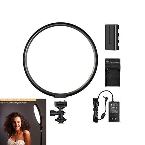 VILTROX 10" Round LED Video Light,Ultra-thin Dimmable Continuous Output Lighting Studio Lights with Battery /DC Adapter for Youtube Vlog Live Video Shooting Makeup Selfie Salon Portrait