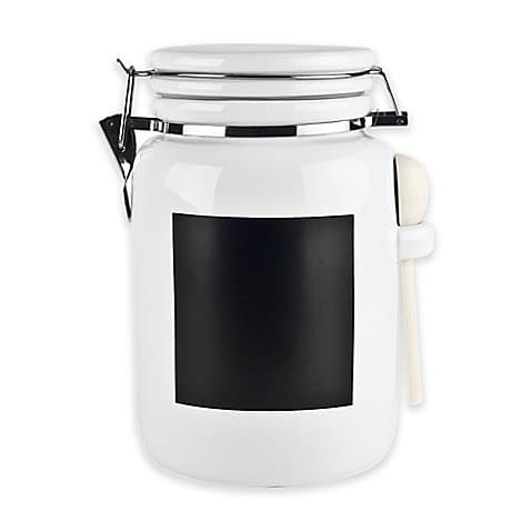 Ceramic 72 oz. Canister with Chalkboard Panel in White
