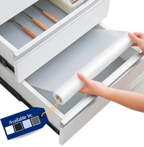 Linda's Essentials Kitchen Drawer Liners by (44.5 x 500 cm) - Cupboard Liners Kitchen Non Slip Shelf Mat & Fridge Liners that Protects Against Spills - Multi-Use Shelf Liners for Kitchen Cabinets